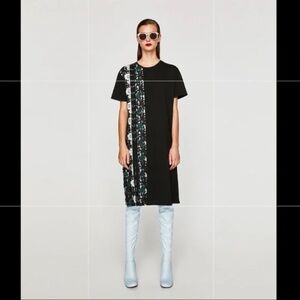 Zara T-shirt dress lace checkered black green